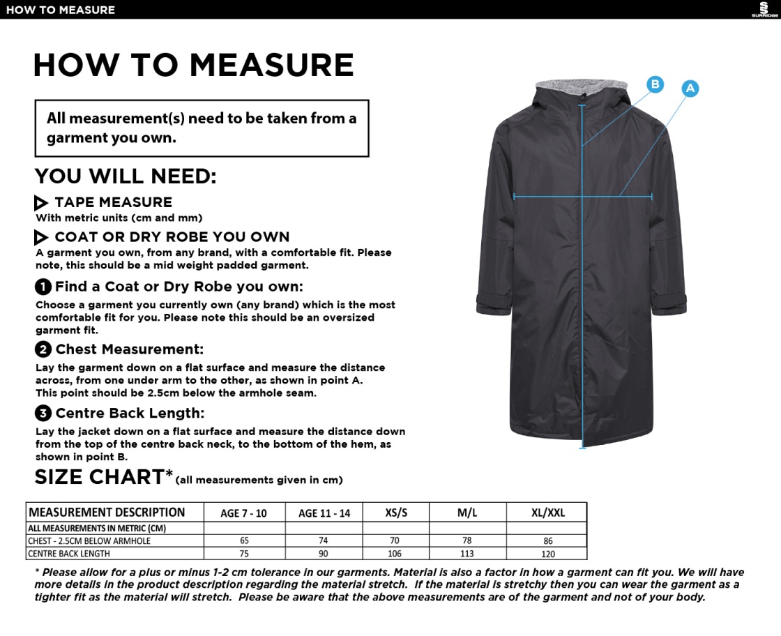 Thermal Robe - Unisex Fit - Size Guide