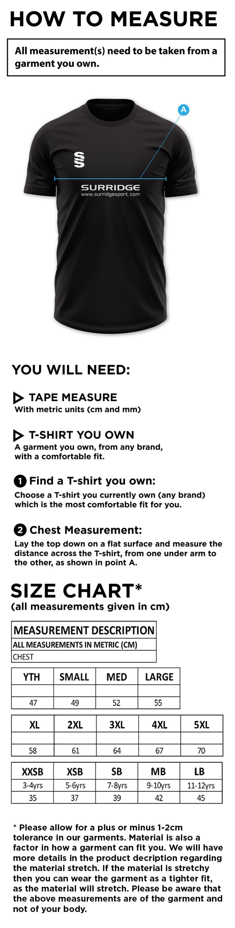 Juniors - Dual Gym T-shirt - Navy Melange - Size Guide