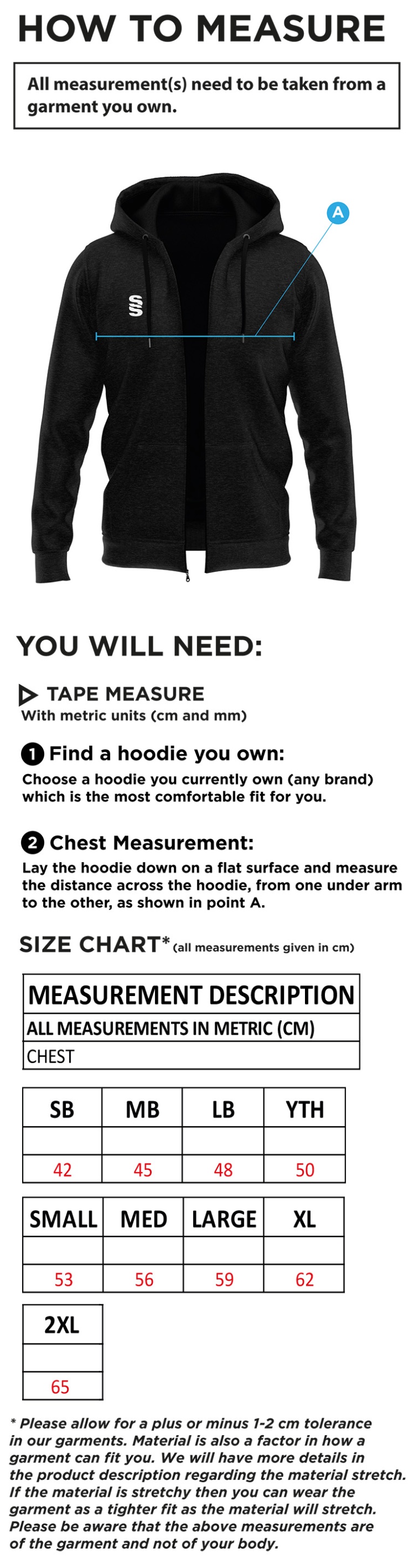 Juniors - Fuse Hoody - Navy / White - Size Guide