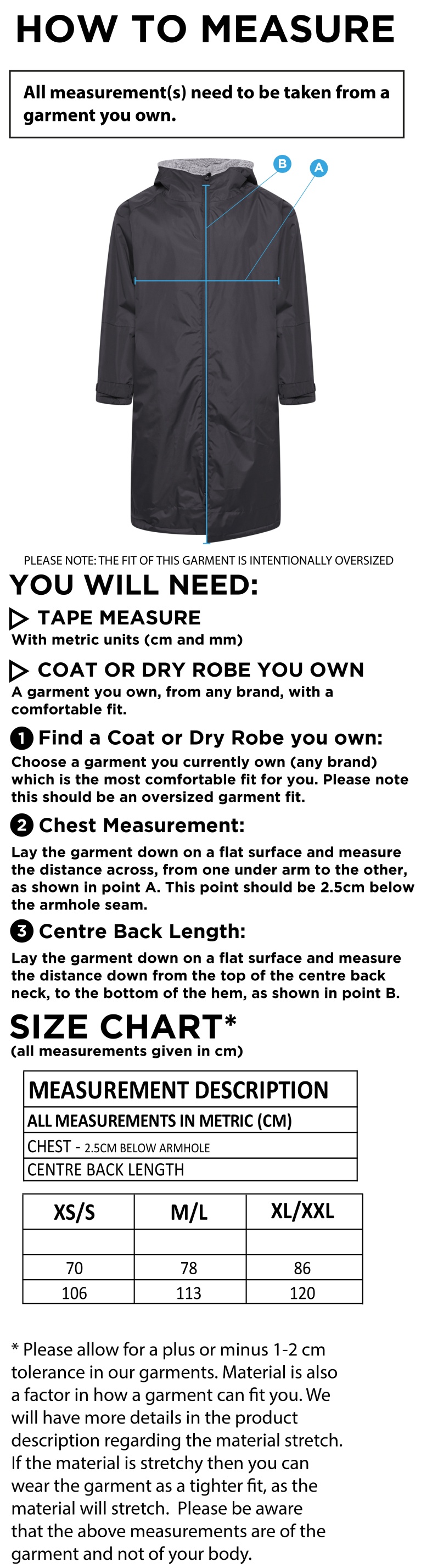 Thermal Robe - Unisex Fit - Size Guide