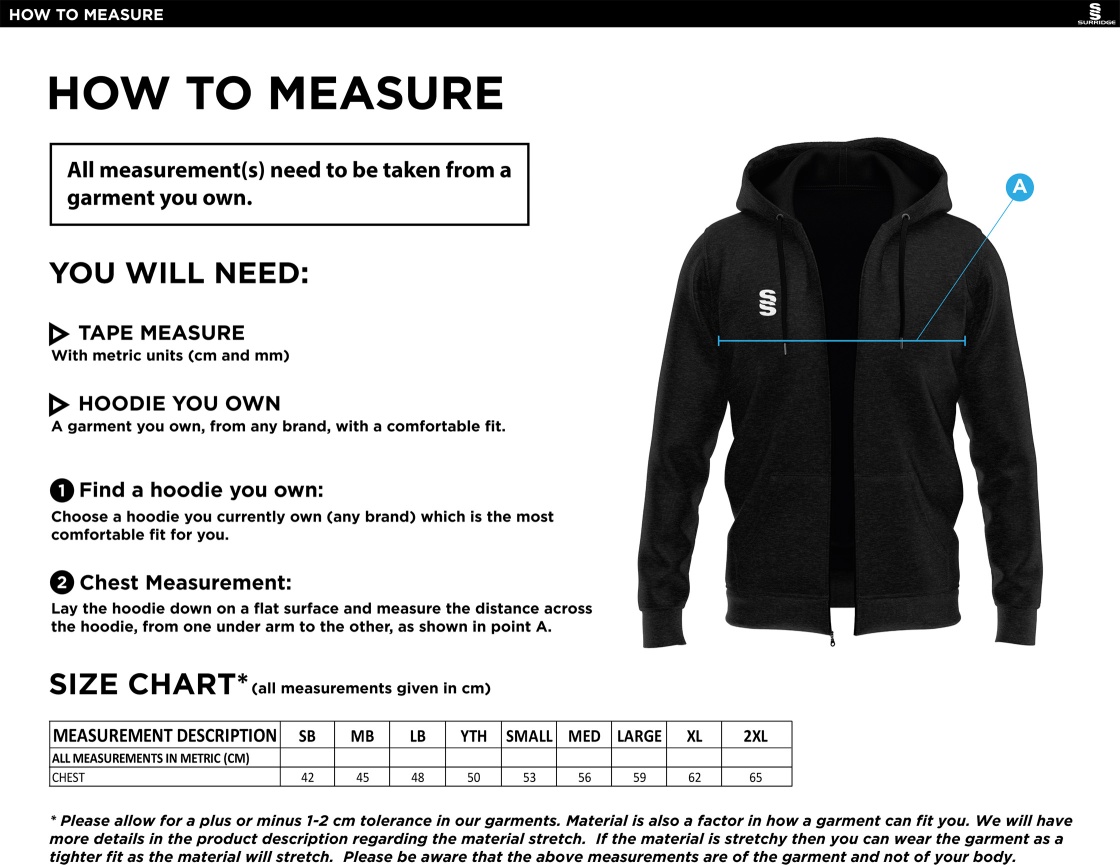 Juniors - Dual Full Zip Hoody - Navy - Size Guide