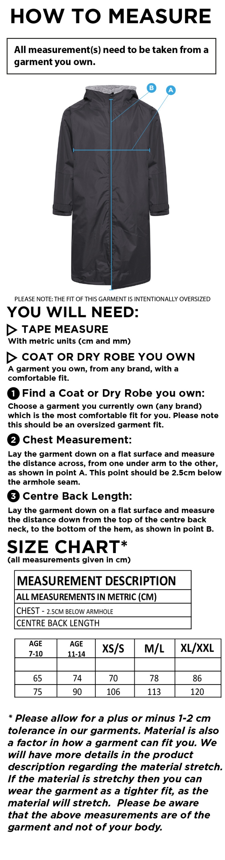Thermal Robe - Unisex Fit - Size Guide