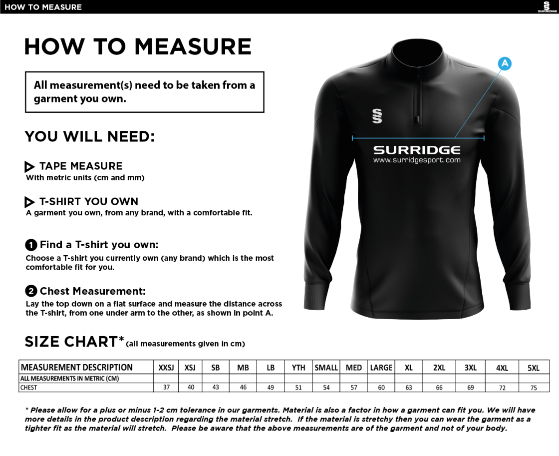 Women's - Camo 1/4 Zip Performance Top - Unisex Fit - Size Guide