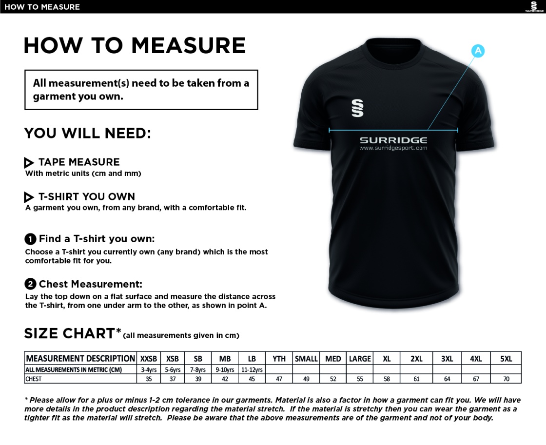 Juniors - Dual Training Vest - Navy - Size Guide