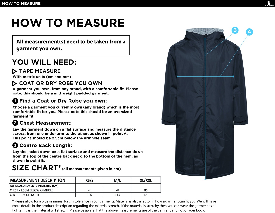 Thermal Robe - Unisex Fit - Size Guide