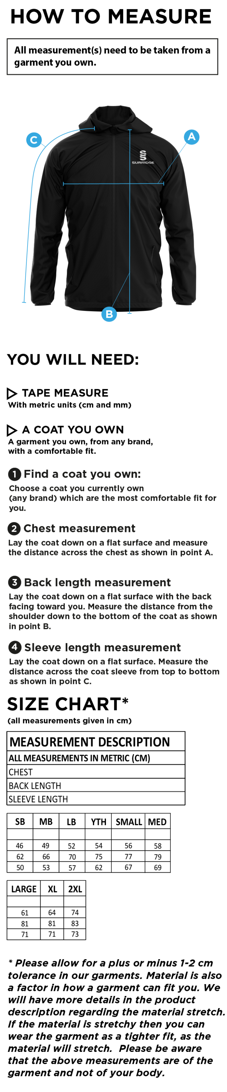 Juniors - Dual Elite 1/4 Zip Hoody / Rain Jacket - Navy - Size Guide